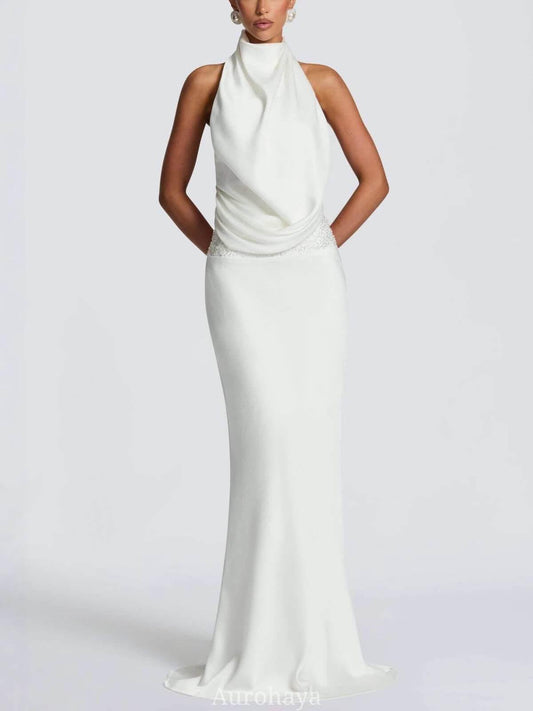 Camille Backless Sequin Satin Maxi Dress