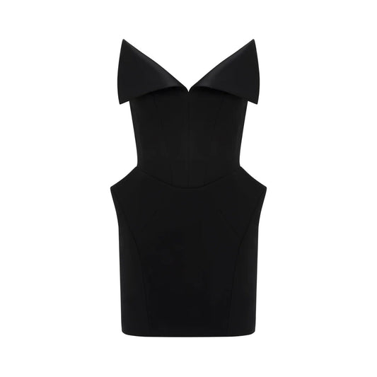 Béatrice Black Barrel Waist Corset Mini Dress