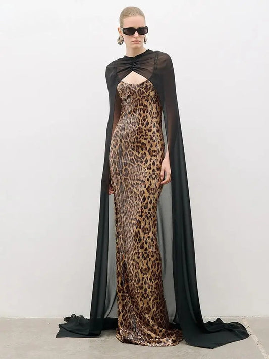 Cassandra Print Sequin Maxi Dress
