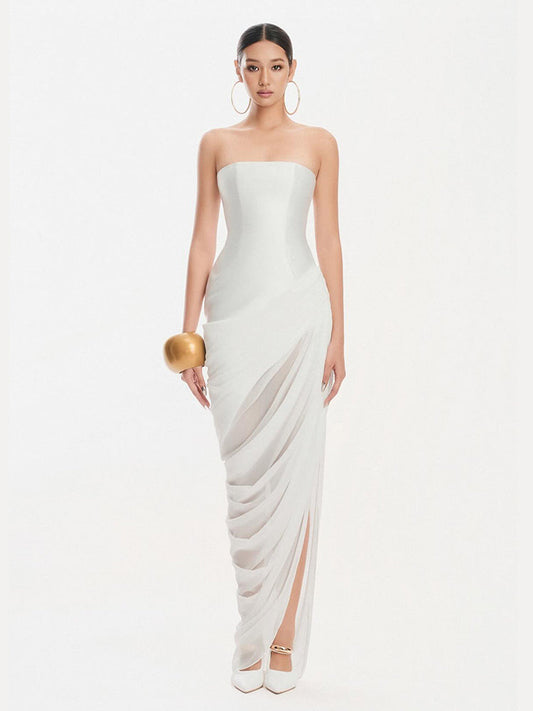Gaëlle Strapless Satin Maxi Dress