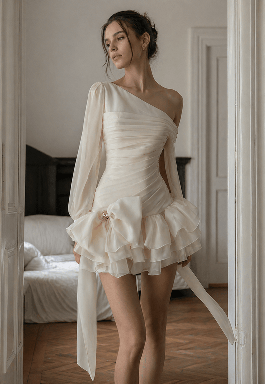 Éden One Shoulder Ruched Mini Dress