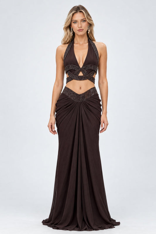 Désir Halter Cutout Maxi Dress