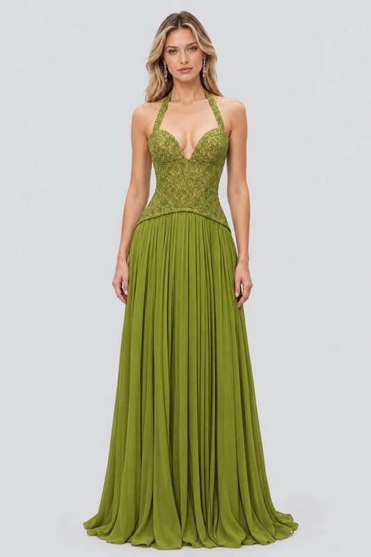 Isaline Emerald Corset Maxi Dress