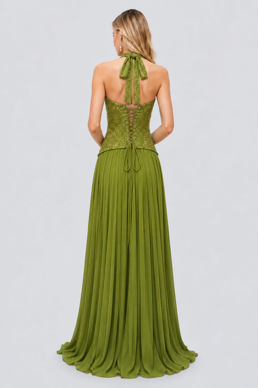 Isaline Emerald Corset Maxi Dress