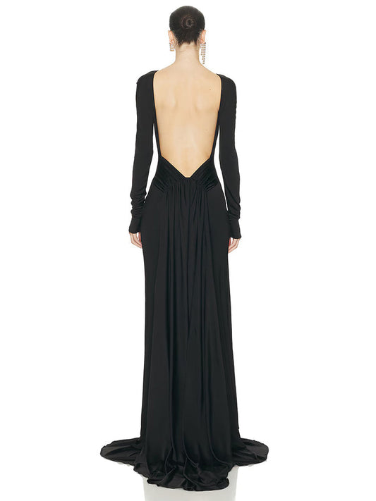 Orianne Long Sleeve Backless Maxi Dress