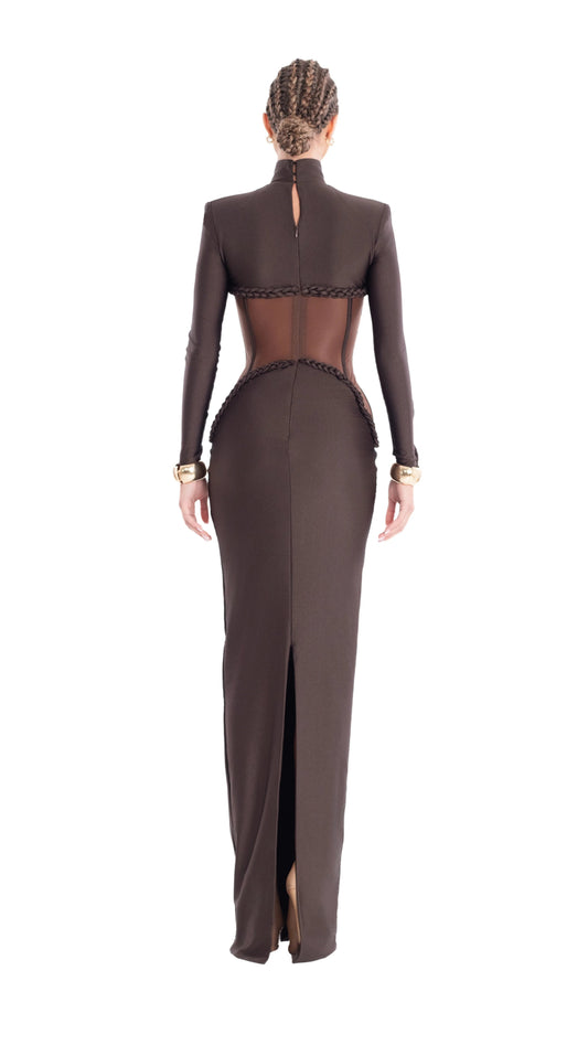 Laurence Mock Neck Corset Maxi Dress