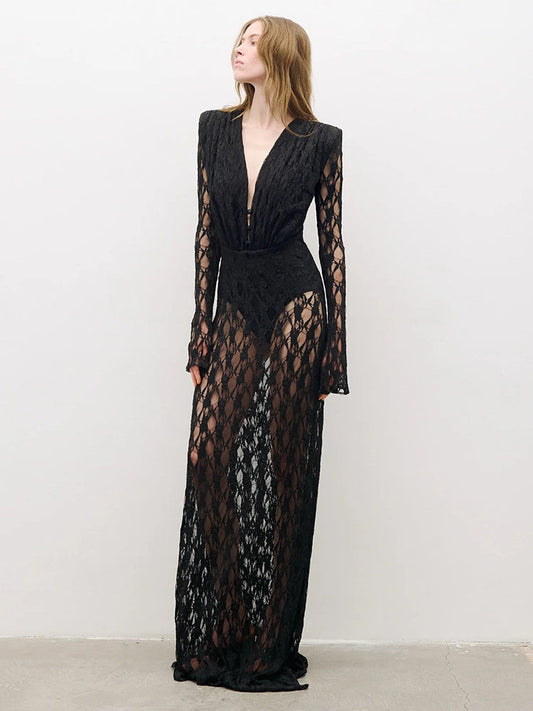Hermine Lace Long Sleeve Maxi Dress