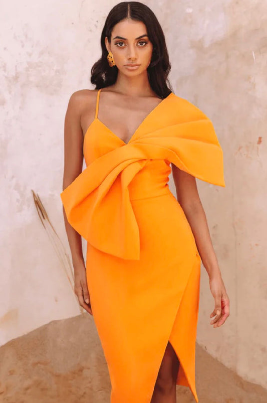 Solène One Shoulder Slit Midi Dress