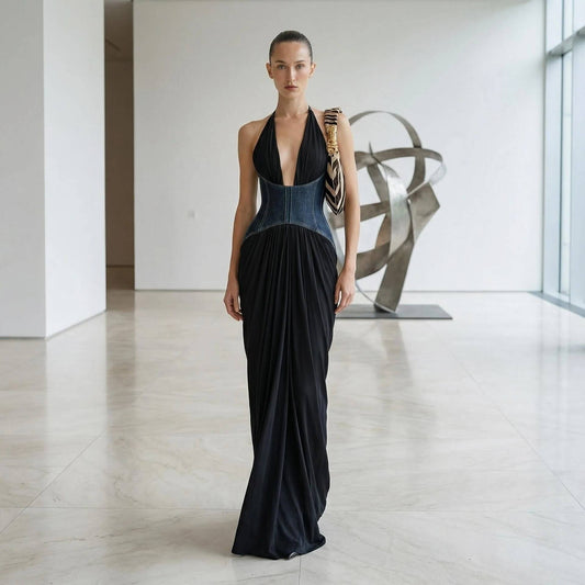 Diane Halter Corset Maxi Dress