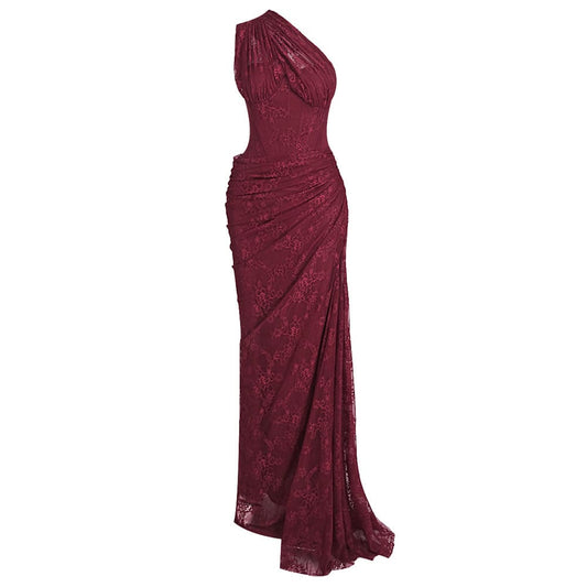 Angélique Lace Maxi Dress / Red