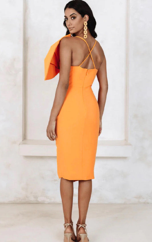 Solène One Shoulder Slit Midi Dress