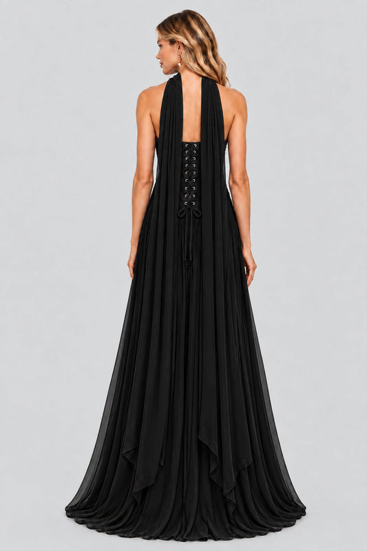 Oiseau Strapless Pleated Maxi Dress / Black