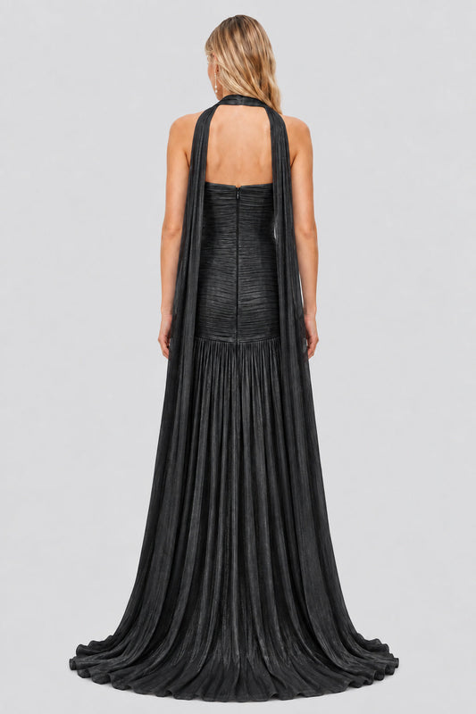 Ondeline Strapless Draped Drop-Waist Maxi Dress / Black