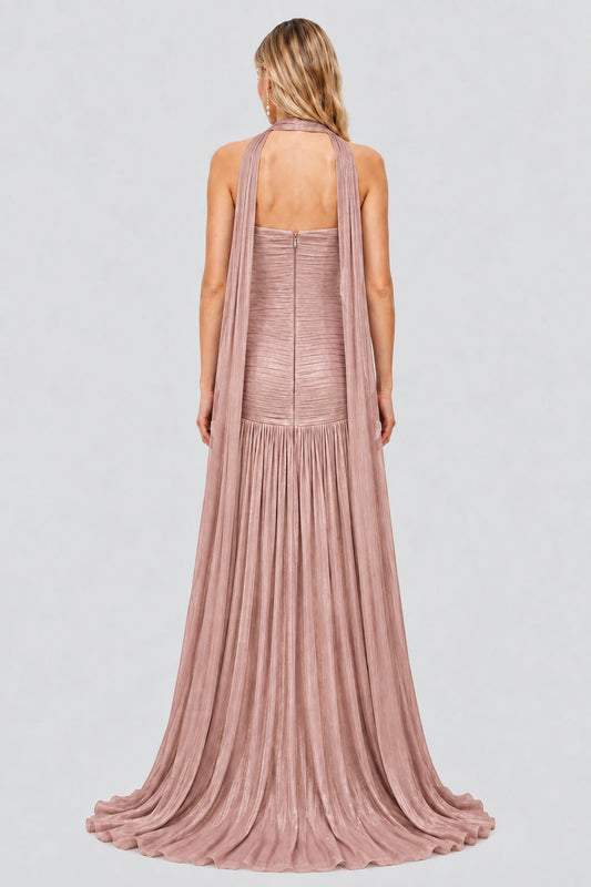 Ondeline Strapless Draped Drop-Waist Maxi Dress / Dusty Rose