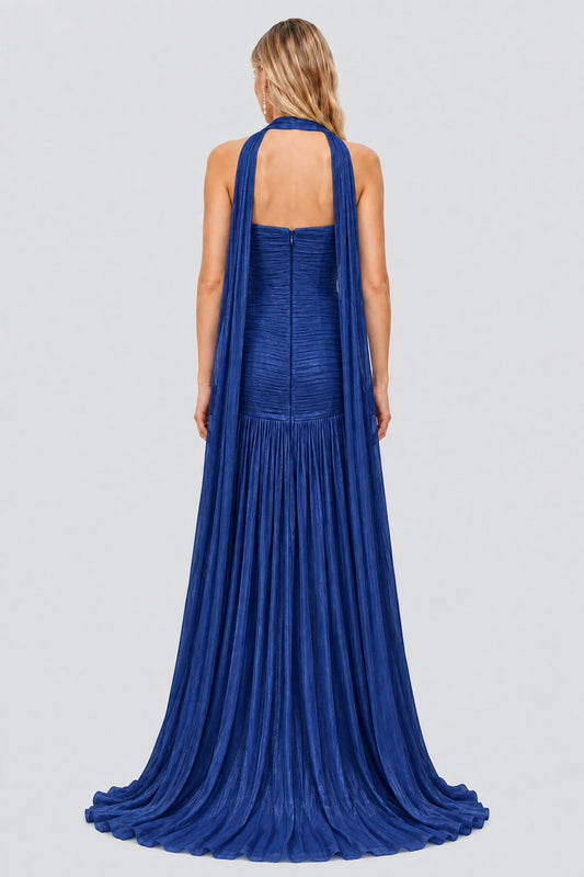 Ondeline Strapless Draped Drop-Waist Maxi Dress / Royal Blue