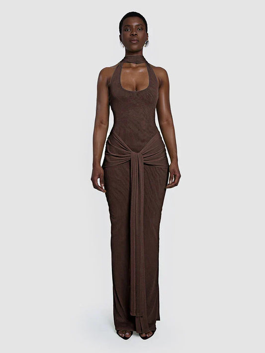 Blandine High Neck Backless Maxi Dress