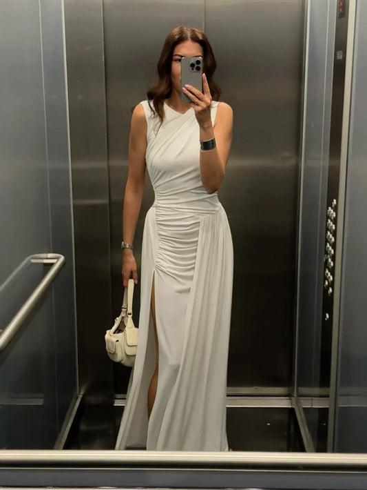 Flavie Ruched Sleeveless Maxi Dress