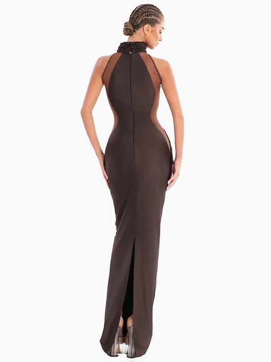 Églantine High Neck Halter Maxi Dress