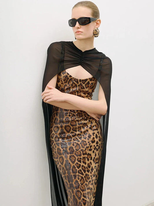 Cassandra Print Sequin Maxi Dress