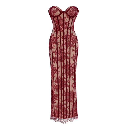Sarah Floral Lace Corset Maxi Dress