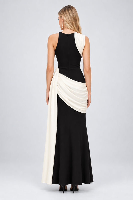 Vénus Color Block Asymmetrical Maxi Dress