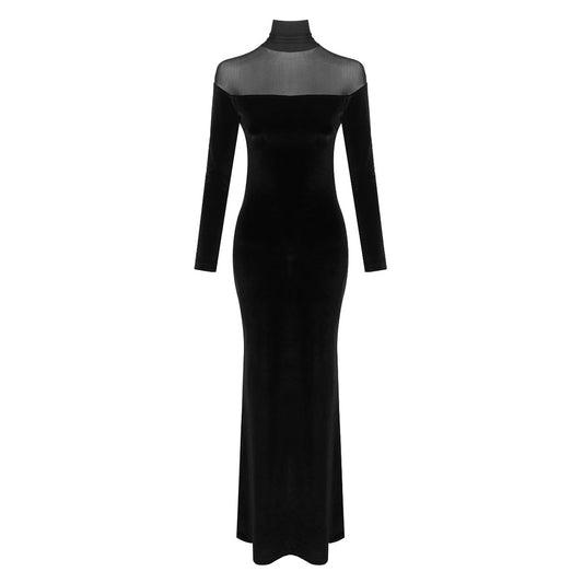 Philomène Velvet Long Sleeve Evening Maxi Dress