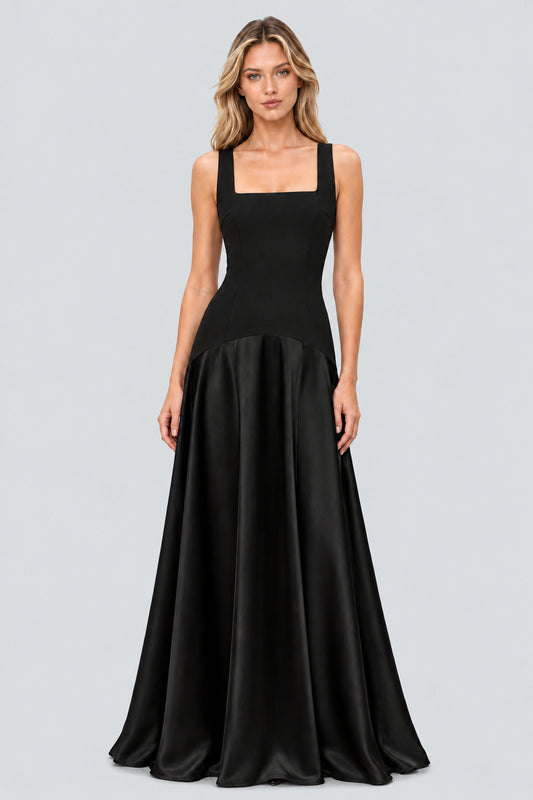 Zizanie Square Neck Sleeveless Maxi Dress / Black