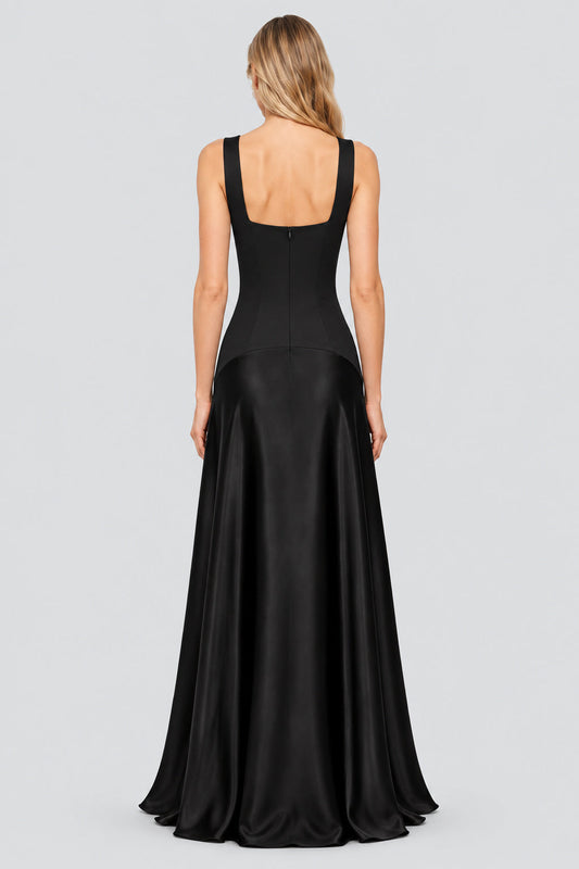 Zizanie Square Neck Sleeveless Maxi Dress / Black