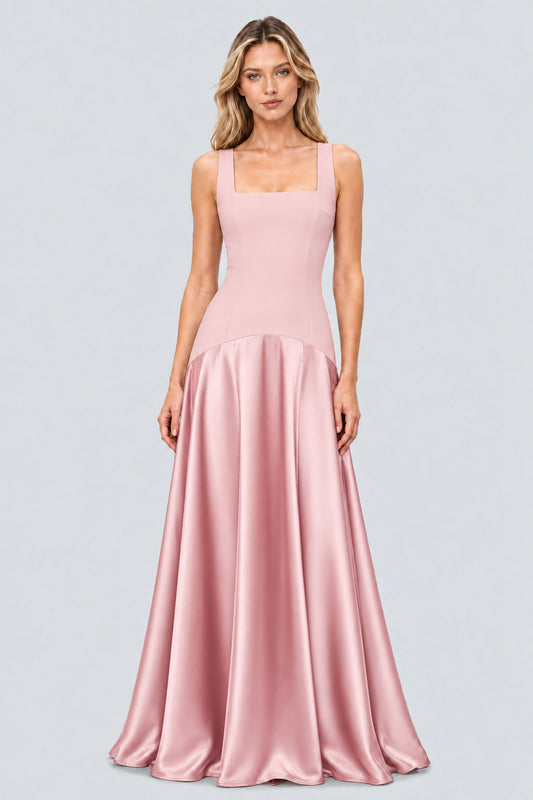 Zizanie Square Neck Sleeveless Maxi Dress / Shell Pink