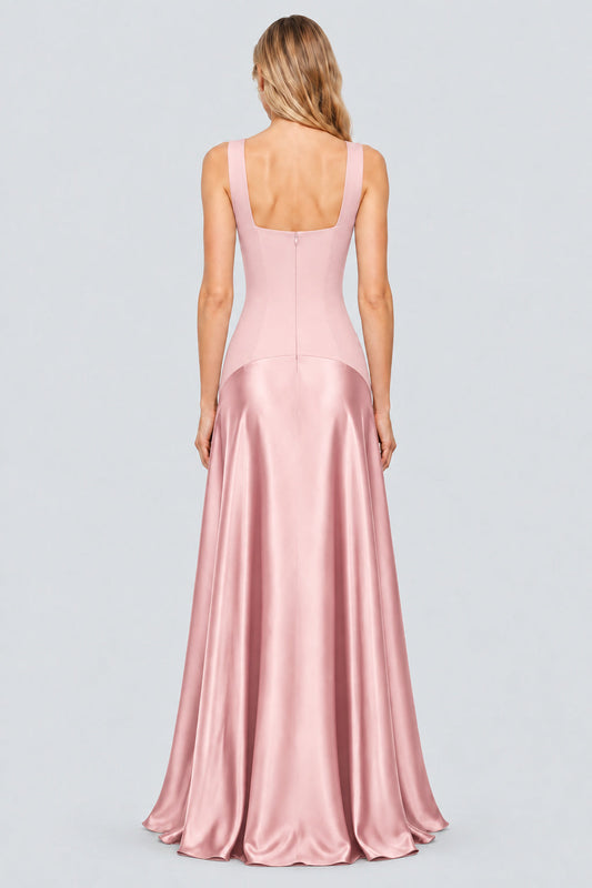 Zizanie Square Neck Sleeveless Maxi Dress / Shell Pink
