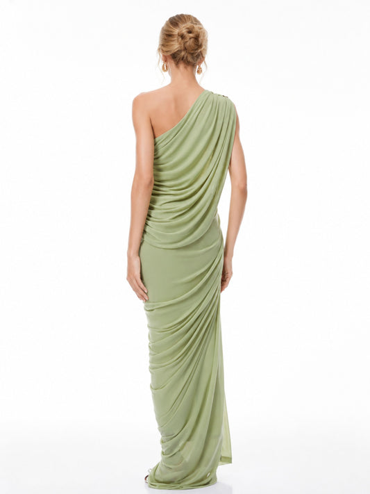 Zulma One Shoulder Top & Skirt Set Green