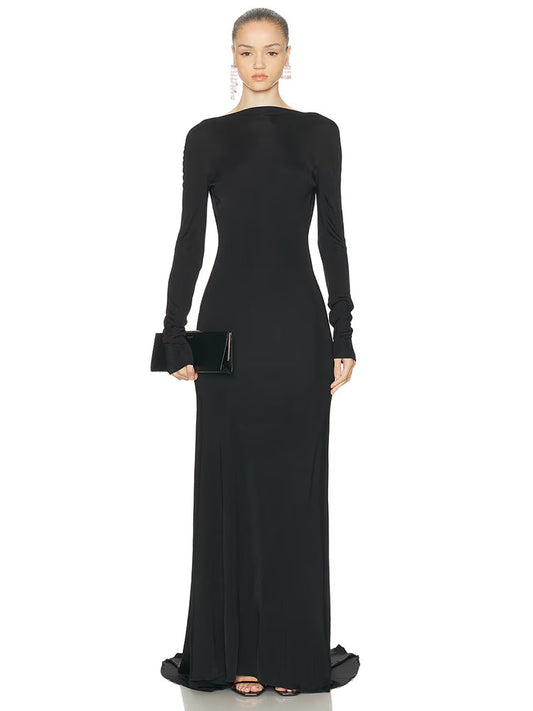Orianne Long Sleeve Backless Maxi Dress