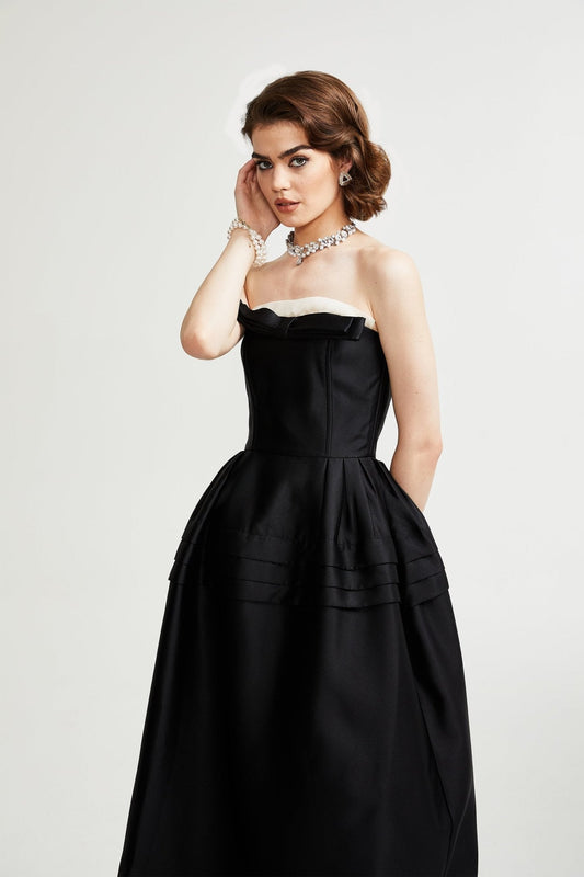 Prouesse black bowknot midi dress