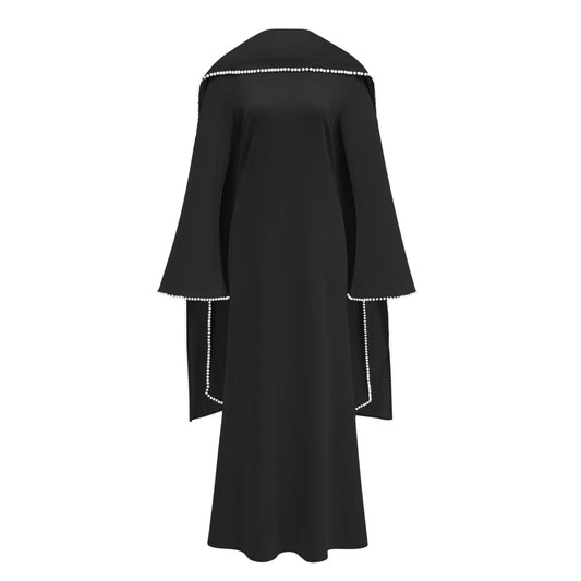 Sommet Pearl Trim Shawl Detail Maxi Dress / Black