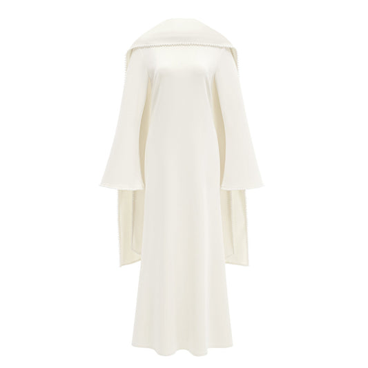 Sommet Pearl Trim Shawl Detail Maxi Dress / White
